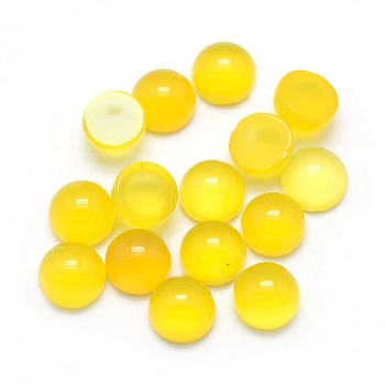 Natural Yellow Agate Cabochons, Grade A, Half Round, 8x3.5~4mm