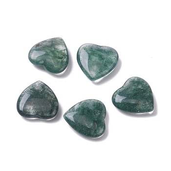Glass Imitation Moss Agate Beads, No Hole/Undrilled, Heart, Green, 20~20.5x20~20.5x6~7.5mm