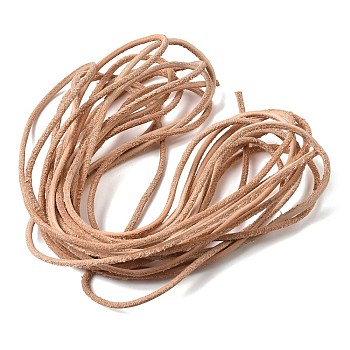 5M DIY Frosted Cowhide Leather Cord, Clothes Accessories, Round, BurlyWood, 2.5mm, about 5.47 Yards(5m)/Set