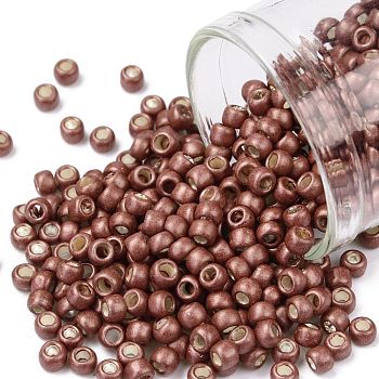 TOHO Round Seed Beads, Japanese Seed Beads, Frosted, (564F) Matte Galvanized Cabernet, 8/0, 3mm, Hole: 1mm, about 222pcs/bottle, 10g/bottle