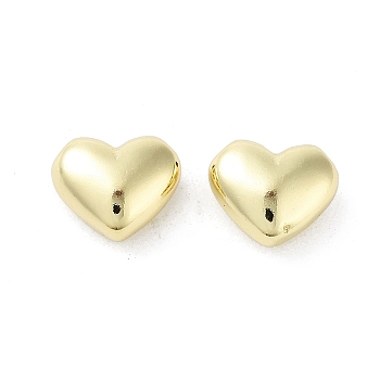 Rack Plating Heart Brass Beads, Cadmium Free & Lead Free, Long-Lasting Plated, Real 18K Gold Plated, 8x10x5mm, Hole: 1.6mm