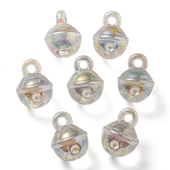 UV Plating Rainbow Iridescent Transparent Acrylic Pendant, Bell Charms, Clear, 20.5x15.5mm, Hole: 3.5mm