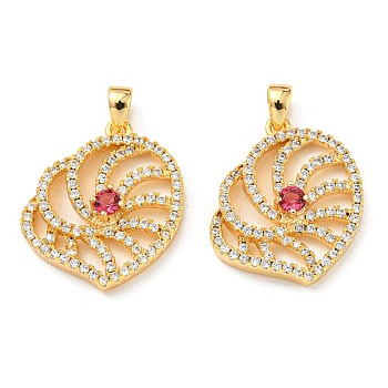 Brass Micro Pave Cubic Zirconia Pendants, Real 18K Gold Plated, 19x19x4mm, Hole: 3x3mm