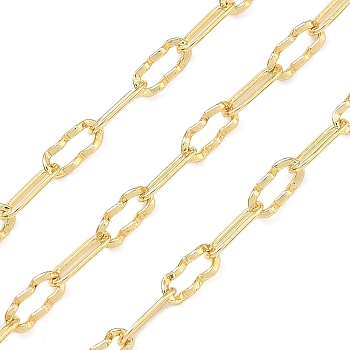 Brass Wavy Cable Chains, Soldered, with Spool, Cadmium Free & Lead Free, Rack Plating, Real 18K Gold Plated, 7x3x0.5mm
