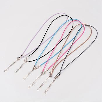 Korean Waxed Polyester Cord Necklace Making, with Alloy Lobster Clasps and Iron Chain Extender, Mixed Color, 18.1 inch, 1.5mm