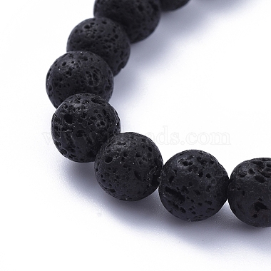 Natural Lava Rock Round Beads Stretch Bracelets(BJEW-JB05118-05)-3