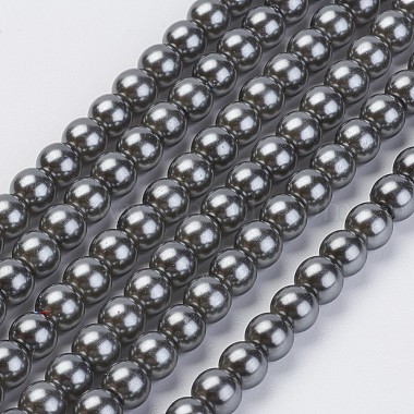 8mm Gray Round Glass Beads