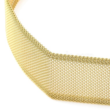 304 Stainless Steel Mesh Chain Choker Necklaces for Women(NJEW-U012-03G-03)-3