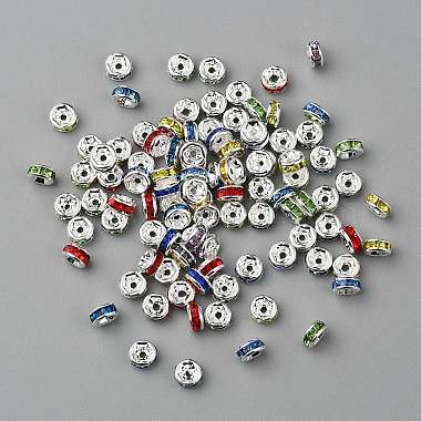 4mm Mixed Color Rondelle Brass + Rhinestone Spacer Beads