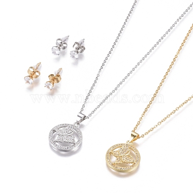 Clear Stainless Steel Stud Earrings & Necklaces