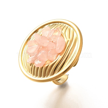 Natural Rose Quartz Chip Finger Rings for Women(RJEW-R012-06G-02)-2