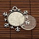 25x4mm Dome Transparent Glass Cabochons and Christmas Ornaments Antique Silver Alloy Snowflake Pendant Cabochon Settings DIY(DIY-X0181-AS)-2