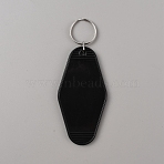 Plastic Blank Motel Keychain, Sublimation Key Chain, with Iron Key Rings, Rhombus, Black, 11.5cm(KEYC-WH0034-29D)