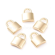 Brass Pendants, Long-Lasting Plated, Lock, Real 18K Gold Plated, 15x11.5x4mm, Hole: 5x4.5mm(X-ZIRC-I043-15G)