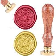 DIY Scrapbook, Brass Wax Seal Stamp and Wood Handle Sets, Moon, Golden, 8.9x2.5cm, Stamps: 25x14.5mm(AJEW-WH0100-327)