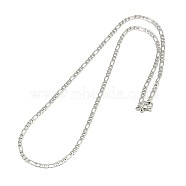 304 Stainless Steel Figaro Chain Necklace Making, Stainless Steel Color, 17.91 inch(45.5cm), 3mm(STAS-K168-03P)