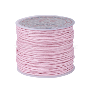 Cotton Waxed Cord Pink String Cord, 1mm, about 25m/roll(X-YC-D002-01)