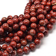Natural Red Jasper Round Bead Strands, 4mm, Hole: 1mm, about 98pcs/strand, 16 inch(G-P072-19-4mm)