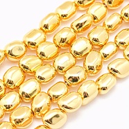 Electroplate Non-magnetic Synthetic Hematite Beads Strands, Grade AA, Long-Lasting Plated, Nuggets, Golden Plated, 7x4~6.5mm, Hole: 1mm, about 57pcs/strand, 15.7 inch(40cm)(G-L485-17A-G)