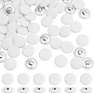 100Pcs Cloth Shank Buttons, with Zinc Alloy Finding, Flat Round, for Overcoat Garment Accessories, White, 25x10mm, Hole: 3x2mm(BUTT-NB0001-72A-01)