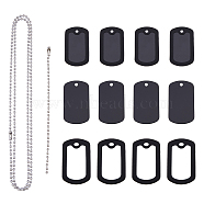 DIY Stamping Blank Pendant Keychain Necklace Making Kit, Including Aluminum & Silicone Rectangle Pendants, Iron Ball Chains, 304 Stainless Steel Chain Necklace, Black, 48Pcs/box(DIY-FH0005-15)