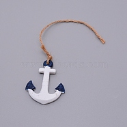 Mediterranean Style Resin Pendant Decorations, with Hemp Rope, Anchor, White, 22.8cm(HJEW-WH0014-16)