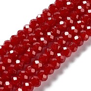 Baking Painted Imitation Jade Glass Bead Strands, Faceted Rondelle, Brown, 6x5mm, Hole: 1.2mm, about 85pcs/strand, 16.73''(42.5cm)(DGLA-A034-J6MM-A29)