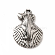 304 Stainless Steel Pendants, Shell, Stainless Steel Color, 18x13x3.5mm, Hole: 1.6mm(STAS-P322-15P)