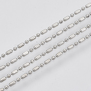 Brass Ball Chains, Ball & Bar Faceted Beaded Chains, Long-Lasting Plated, Soldered, with Spool, Cadmium Free & Nickel Free & Lead Free, Platinum, 2.2x1.2mm and 1.2mm, about 32.8 Feet(10m)/roll(X-CHC-S008-010E-P)
