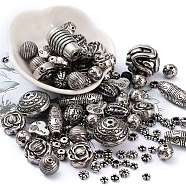 CCB Plastic Beads, Mixed Shapes, Antique Silver, 6~31x7~18mm, Hole: 2mm(M-PABS001Y-AS)