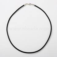 Cowhide Leather Necklace Making, with Brass Lobster Claw Clasps and Brass Cord Ends, Platinum Metal Color, Black, 18.1 inch(X-AJEW-JW00001-03)