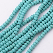 1 Strand Synthetic Turquoise Rondelle Beads Strands, Dyed, Turquoise, 6x4mm, Hole: 1mm, about 88~90pcs/strand, 15 inch(X-TURQ-G109-6x4mm-06)