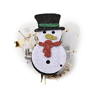 Christmas Theme Glitter Felt Fabric Alligator Hair Clip, with Iron Clip, Snowman, 82x88x12mm(PHAR-U002-01B)