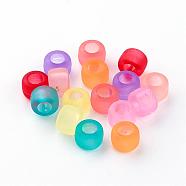 Transparent European Acrylic Beads, Frosted, Column, Mixed Color, 8x6mm, Hole: 4mm, about 1950pcs/500g(FACR-S047-M)