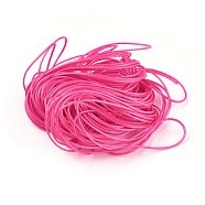 Korean Waxed Polyester Cords, Deep Pink, 1mm, about 16.4 yards(15m)/bag(YC-WH0002-A01)