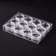 (Defective Outer Rectangle Box), Plastic Bead Containers, with 12pcs Small Bottles, Clear, 16.2x12.2x2.6cm(CON-J001)