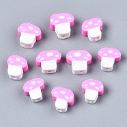 Handmade Polymer Clay Beads, Mushroom, Pearl Pink, 9~13x8.5~12x4~5mm, Hole: 1.8mm(CLAY-N011-016G)