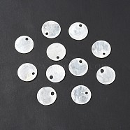Natural Capiz Shell Charms, Flat Round, White, 11x0.9mm, Hole: 1.5mm(BSHE-G029-15)