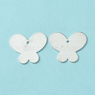 Brass Pendants, Butterfly, Silver Color Plated, 18x21x0.5mm, Hole: 1.5mm(KK-WH0034-55S)