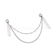 304 Stainless Steel Shoe Decoration Chain, with Lobster Claw Clasps and Natural Selenite Pendants, Stainless Steel Color, 225mm(FIND-JF00105)