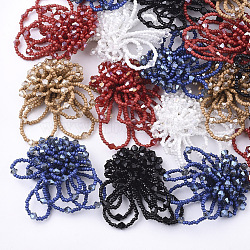 Glass Cabochons, Cluster Beads, with Seed Beads and Golden Plated Iron Sieve Findings, Mixed Color, 48~55mm(FIND-S319-29)