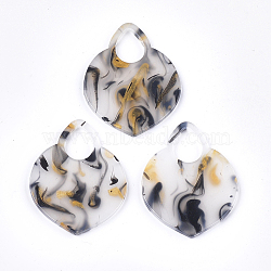 Cellulose Acetate(Resin) Pendants, Leopard Print, Heart, WhiteSmoke, 42x32x2mm, Hole: 12.5x9mm(KY-T011-24F)