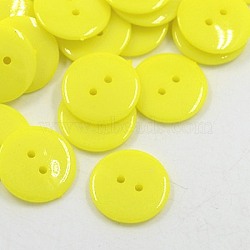 Acrylic Sewing Buttons, Plastic Buttons for Costume Design, 2-Hole, Dyed, Flat Round, Yellow, 24x3mm, Hole: 2mm(BUTT-E084-A-08)