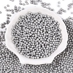 Glass Seed Beads, Opaque Colours, Round, Silver, 3.5~4x3~3.5mm, Hole: 0.8~0.9mm, about 4500pcs/pound(SEED-T007-01P)