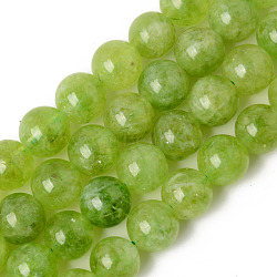 Natural Quartz Beads Strands, Dyed & Heated, Imitation Peridot, Round, Yellow Green, 10~10.5mm, Hole: 1.2mm, about 39pcs/strand, 15.35 inch(39cm)(G-R479-10mm-12)