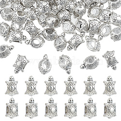 HOBBIESAY 80Pcs Tibetan Style Alloy European Beads, Large Hole Beads, Cadmium Free & Lead Free, Tortoise Shape, Antique Silver, 14x9x8mm, Hole: 4.5mm(TIBE-HY0001-03-RS)