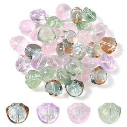 35Pcs Transparent Spray Painted Glass Beads, Cat Paw Print, Mixed Color, 11x12x8.5mm, Hole: 1.2mm(GLAA-YW0001-72)