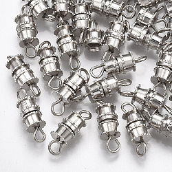 Brass Screw Clasps with Rings, Nickel Free, Platinum, 14x5mm, Hole: 1.8mm(KK-T007-28P-NF)