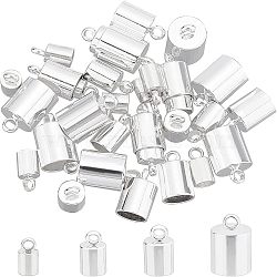 Unicraftale 304 Stainless Steel Cord Ends, End Caps, Column, Silver, 11x7mm, Hole: 3mm, Inner Diameter: 6mm, 32pcs/box(STAS-UN0016-50S)