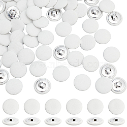 100Pcs Cloth Shank Buttons, with Zinc Alloy Finding, Flat Round, for Overcoat Garment Accessories, White, 25x10mm, Hole: 3x2mm(BUTT-NB0001-72A-01)